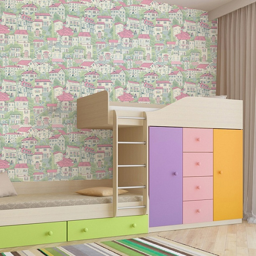 Обои в интерьере артикул 225112-3, Городок, МОФ Обои в интерьере артикул 225112-3, Городок, МОФ